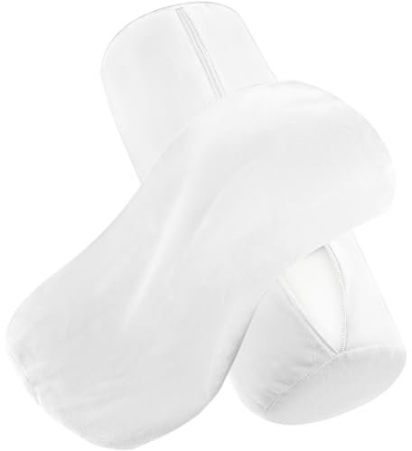 Prasacco 2 Pcs Neck Roll Pillow Cover with Zipper, Round Neck Pillow Case Soft Neck Roll Pillow Cover Pillowcases Round Cervical Pillow Case for Cylindrical Pillow Cushion (White, 16 x 6 Inch)