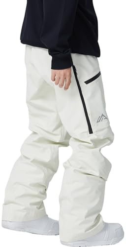 Damen Snowboardhose, isoliert, Ski-, Schneehose, wasserdicht, winddicht, Winter, Baggy, Cargo-Wanderhose, Beige, Groß