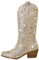 blingqueen Rhinestone Boots Western Gold Cowboy Boots with Zippers Crystals Mid Calf Boots for Women Diamond Block Heel Studded Diamante Cowgirl Boots Sparkly Wide Calf Boots Size 5