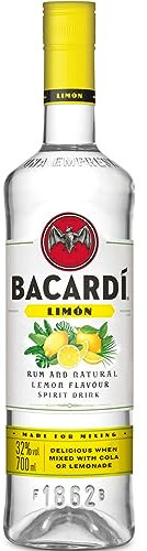 BACARDÍ Limón, ALC. 32%, 70 cl / 700 ml, Ron blanco mezclado con limón, lima y pomelo: un refrescante sabor cítrico (Paquete de 6)
