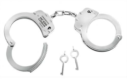 Professionelle Handschellen aus Stahl, echtes Militär, Polizei, Carabinieri mit 2 Schlüsseln