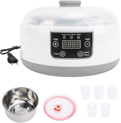 Yogurtiera Elettrica Portatile, Macchina per Yogurt Natto Fatta in Casa da 1,2 Litri per Piccole Case 5 Vasetti per Yogurt Fatto in Casa per Uso Alimentare PP