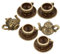 DRESSOOS Collectible Miniature Tea Pot and Cup Set Metal Iron for Dollhouse and Display Role Play Toys