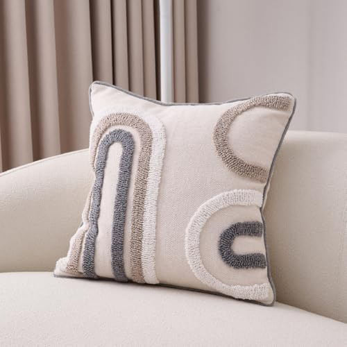 AQCQDQ Boho Kissenbezug Dekorativ Kissen, Baumwolle Leinen Kissenhülle Kissenbezug mit Quaste Dekorative, Sofa Wohnzimmer Schlafzimmer Vintage Kissenhülle, ohne Kisseneinsatz (D,45 * 45cm)