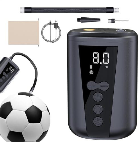 Electric Ball Pump, Portable Fast Inflation, LED Light & LCD Digital Display, Basketball Inflator with 2 Needles, Excellent for Sports Events, Gym & Outdoor Activities