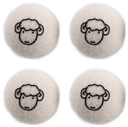 Trocknerbälle aus natürlicher Wolle, 5 cm (2/4/6 Stück), wiederverwendbar, antistatisch, für schnelleres Trocknen, Weichmachung, reduziert Falten (4 Stück mit Muster)