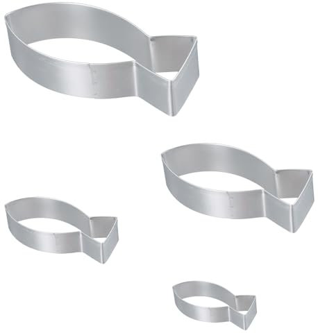 Nivofu Fisch Keksausstecher Set, 4 Stück Ausstechformen, Edelstahl Plätzchenformen für Kekse-Perfekt für Kinder, Geburtstage, und Spaß Snacks, Leicht zu Reinigen und Wiederverwendbar (B)