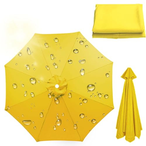 8 Streben-4M Sonnenschirm Ersatzbezug, UV-Schutz, Wasserdicht Überdachung Ersatzabdeckung für Terrasse Garten (Yellow)