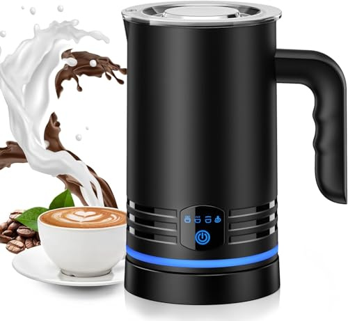 HAPPHOOH Montalatte elettrico, 4 in 1 Cappuccinatore Elettrico Fredda/Calda, Montalatte Tecnologia magnetica, Spegnimento automatico, Interno antiaderente per Cappuccino Latte