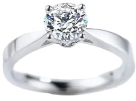 Damenring für Mittelfinger, Damenring Weissgold 14K mit 0,5 Ct Rundem Diamanten Größe 47 (15.0)