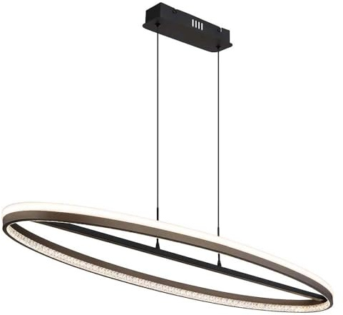 Lámpara colgante de mesa de comedor ovalada con cristales grises transparentes CCT LED H 150 cm