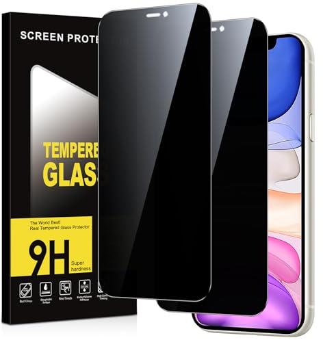 Micnkifo Protector Pantalla Privacidad para iPhone 11/iPhone XR 2 Piezas,Anti Espía Cristal Templado,Anti-Espía Vidrio Película,9H Dureza,Anti-Arañazo,Sin Burbujas,Privacy Screen Protector