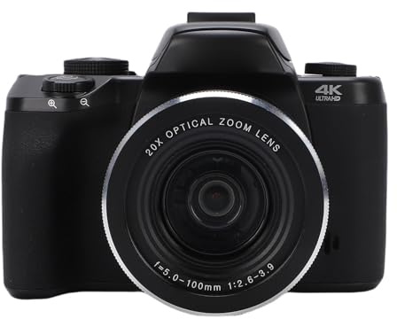 Tbest Fotocamera Digitale per Fotografia 4K 75MP WiFi Vlog con Flash Paraluce Batteria 3000 MAh Touch Screen da 4 Pollici Zoom Ottico 20X Viaggi Vlogging Creazione di Contenuti
