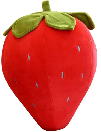 Almohada de fresa - Peluche con forma de fruta blanda de 25 cm, rojo