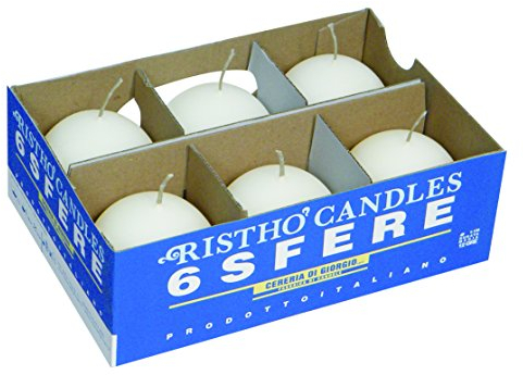 Cereria di Giorgio risthò Kerzen Kugel, Wachs, Weiß, 6 x 6 x 6 cm, 6 Stück