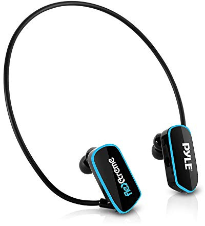 Pyle Flextreme PSWP14BK Casque Lecteur MP3 Sans Fil Sport Piscine Submersible Étanche Rechargeable USB avec 8 Gb de Mémoire Intégrée, Noir