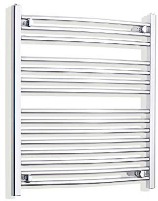 companyblue 750mm Wide Curved Chrome Heated Towel Rail Radiator Ladder for Stylish Bathroom (750 x 800 mm)