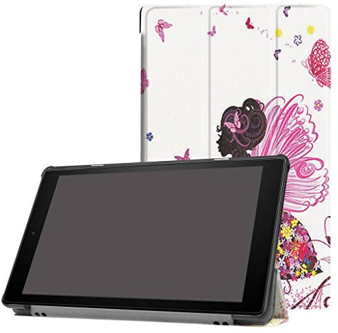 SATURCASE Amazon Fire HD 10 2017 Funda, Hermosa Cuero De La PU Capirotazo Plegable Folio Apoyo Protector Funda Carcasa Case para All-New Amazon Fire HD 10 Tablet (7th Generation, 2017 Release) (KN-8)