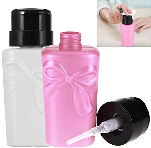 Pump Dispenser, 2Pcs Nagellackentferner Pumpspender Kunststoff Portable Lagerung Flüssigkeit leere Flasche, perfekte Nail Art Tool(2Pcs)