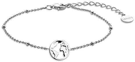 XENOX® Weltkugel Armband - Damen Armband aus hochwertigem 925/- Sterlingsilber mit Weltkugel-Anhänger | XS2986