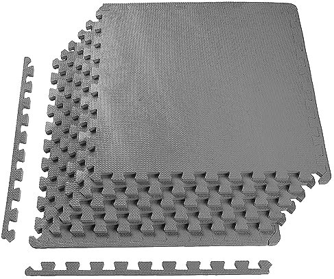 BalanceFrom Puzzle Exercise Mat with EVA Foam Interlocking Tiles for MMA, Exercise, Gymnastics and Home Gym Protective Flooring, 1 Thick, 72 Square Feet, Gray