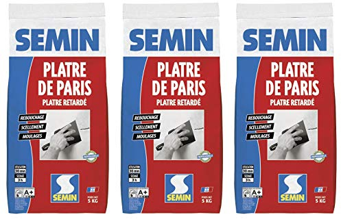 Semin Plâtre de Paris - Moulages, Scellements et Rebouchage - Intérieur - Poudre - Sac de 5 kg (Lot de 3)