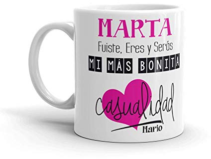 Kembilove Taza de Café Pareja – Taza de Desayuno Eres mi mas Bonita Casualidad Rosa con Nombre Personalizado – Taza de Café y Té para Enamorados – Tazas para Parejas de 350 ml San Valentín