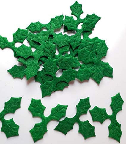 Mini Triple Leaf Holly Felt Embellishments, Card Toppers. Ideal Tag and Card Making Arts And Crafts.