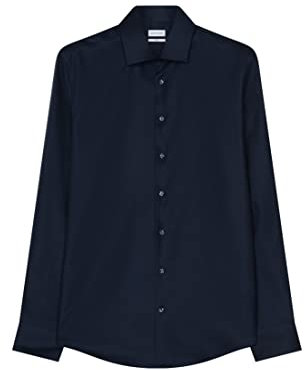 Seidensticker Herren Business Slim Bügelfrei Kent Langarm Klassisches Hemd, Blau (Dunkelblau 19), 39 EU