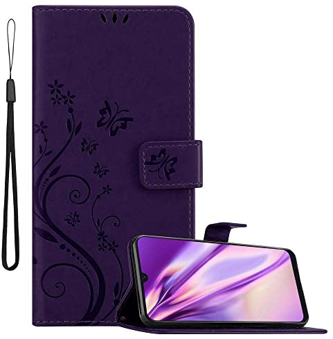 Cadorabo Hülle kompatibel mit Samsung Galaxy A50 4G / A50s / A30s Blumen Design aus Kunst Leder Flip Klappbare Magnetische [Kartenfächern] Cover Hülle für Galaxy A50 4G / A50s / A30s Tasche in Lila