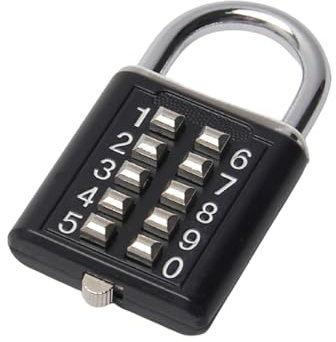 MroMax Kombinations-Vorhängeschloss, 29 x 48 mm, 6-stellige Kombination, für Fitnessstudio, Sport, Schule und Mitarbeiter, Spind, Outdoor-Zaun, MRO191120L-1523, 1Pcs 10 Digit Black