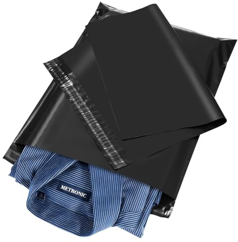Metronic Versandtaschen, 12 x 15,5 cm, 100 Stück, selbstklebend, wasserdicht und reißfest, schwarz