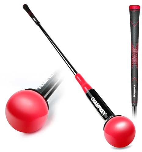 CHAMPKEY Golf Swing Trainer - Tempo & Flexibility Training Aids Warm-Up Stick Ideal for Golf Indoor & Outdoor Practice (Red, 40 Inches)