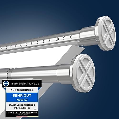 Edelstahl Teleskopstange ohne Bohren 260-310 cm, Ø 32 mm, multifunktionale Gardinenstange klemmbar – Gardinenstange ausziehbar – für Ihre Vorhänge, Trennwand und Balkon