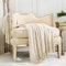 CREVENT Rustikale Überwurfdecke für Couch, Sofa, Stuhl, Bett, weich, warm, gemütlich, leicht, für Reisen, als Geschenk zu Weihnachten (127,7 x 152,4 cm, Beige/Elfenbein)