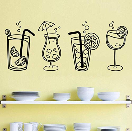 Wandaufkleber Wandtattoos Tapete Cocktailgläser Wandtattoo Getränke Alkohol Aufkleber Küche Bar Dekoration 57X24Cm