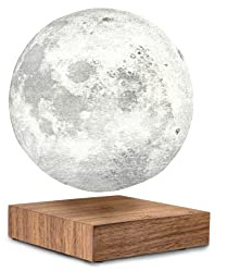 Gingko Smart Moon Lamp • schwebender Mond mit Holzsockel • smartes Stimmungslicht • elektromagnetisch & rotierend • Walnußholz