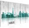 Runa Art Wandbild XXL Hamburg Wohnzimmer Schlafzimmer 200 x 80 cm Türkis Grau 5 Teilig - Made in Germany - 035955b