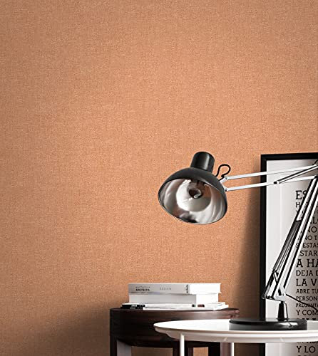 NEWROOM Papier peint Orange Paillettes Intissé - Couleurs Unies Cuivre Structure Ccouleur Unie Moderne