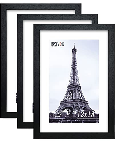 VCK 30,5 x 45,7 cm Massivholz Posterrahmen mit Wandbefestigung zum Aufhängen Bilderrahmen Set von 3 schwarz
