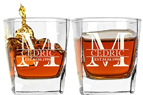 AIGAT 2 pièces. Verre à whisky personnalisé gravé, verre Low Ball, verre à bourbon à l'ancienne 250ml