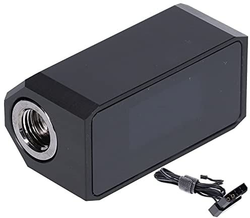 Fdit G1/4 Inline PC Wasserkühlung Durchflussmesser, Temperatur/Durchfluss/Geschwindigkeit OLED Display Digitale Kühlmitteldurchflussanzeige mit Alarm für Desktop PC Wasserkühlersystem