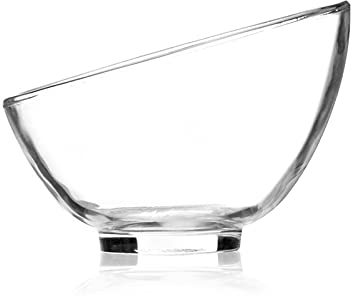 caihuashopping Serving Bowl Glass Bowl Salad Mixing Bowl Clear Slant Cut Bowl Strong Glass Servers Prep and Mixing Serving Bowl Clear Terrarium(Pack of 2PCS) Salad Soup Ramen Bowl