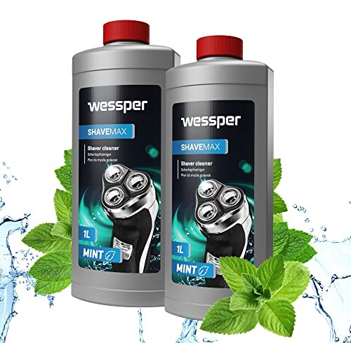 Wessper Scherkopfreiniger zum Nachfüllen geeignet für die Rasierer von Braun Clean & Renew Synchro Activator und Pulsonic Series 3/5/7/8/9, 2x1 Liter (Minze)