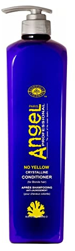Angel Professional No Yellow Crystalline Haarspülung 1000 ML geeignet für blondiertes blondes, gesträhntes oder graues Haar