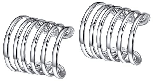 ChicSilver Lot Boucles d'Oreilles Femme-Faux Piercing Oreille 6 Anneau Argent