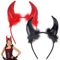 DONGSZQ Halloween Teufelshörner Stirnband, 2 Stück Teufelshörner Teufels Ohren Haarreif, Teufel Ohren Haarband Haarreifen für Damen Herren & Kinder zu Helloween, Fasching, Karneval und Kostüm Party