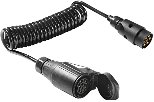 AGRISHOP Anhängerkabel Adapterkabel 7auf 13-polig 12v 2.8m,Anhänger Verlängerung Spiralkabel 7-13polig,Adapter Stecker 7auf 13polig,Anhänger Verlängerung mit Männlich Weiblich Stecker für RV Wohnmobil