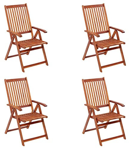 YuMeng Klappbare Gartenstühle 4 STK. Balkonstuhl Hochlehner, Terrassenstuhl, Gartenmöbel Set, Balkon Stühle, Terrassenmöbel, Massivholz Akazie