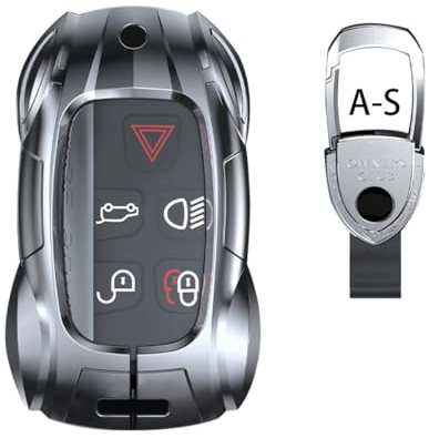 Gleamydot Coque Clé Compatible avec Etui Clef Defender Range Land Rover Discovery 4 Evoque XE XF Sport Jaguar Protection Clé de Voiture Accessoires en alliage de zinc Boîtier (Land-Rov-A-S)